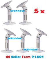 WennoW (5) NEW White Ceiling Wall 360 Degree Rotate and 180 Degree Tilt Adjust Home Speaker Brackets Mounts