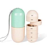 Moisture-Proof 7 Days Pill Organizer, Weekly Vitamin Container Cute Pill Boxes and Organizer, Travel Pill Organizer Grain Fiber Daily Pill Case Small to Hold Fish Oils, Supplements and Medication
