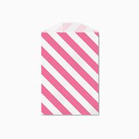 25 Pink and White Diagonal Stripe Little Bitty Bags 2.75 X 4 Inches