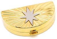 Gold & Silver Star Semicricle Pocket Purse Portable Travel Pill Box & Medicine Organizer (1 Large Compartment)