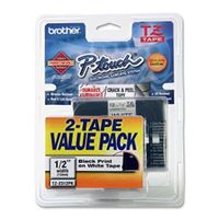 Brother P-Touch TZE2312PK TZe Standard Adhesive Laminated Labeling Tapes 1/2"w, Black on White, 2/PK