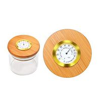 Autloops Glass Stash Jar with Hygrometer-Bamboo Cover Tightly Sealed Moisturizing Jar