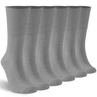 KitNSox Mens Womens Premium Soft Cushion Toe Non-Binding Cotton Dress Seamless Diabetic Socks 6 Pairs Gray XL