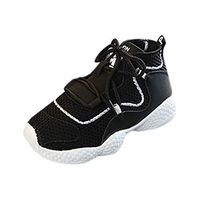 AliveGOT Kids Sneakers, Boys Girls Mesh Breathable Lightweight Lace-up Running Shoes (Black, 8)