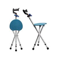 cane Stool for Men and Women Collapsible Walking with Seatadjustable Folding Light Weight with Lights and T Handle Aluminum HOJZ,Blue