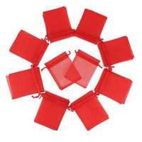 Sheer Drawstring Organza Gift Bags - 4x6 Inches Mesh Jewelry Pouches Wedding Party Festival Gift Candy Bags, Pack of 120 (red)