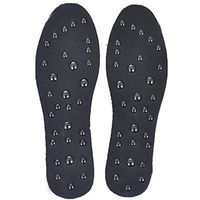 LvBo Reflexology Strong Magnetic Therapy Magnet Massage Insole Shock Absorption Pressure Relief Shoe Pads for Women Men Health Foot Leather Black Gray Random (23.5cm)