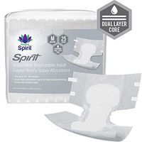 Healthy Spirit Breathable Disposable Adult Diaper Briefs for Incontinence Super Absorbent with Tabs, Medium, 25 Count