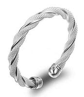 Fashion Women Jewelry Solid 925 Sterling Silver Bangle Bracelet Gift