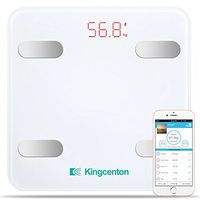 Kingcenton Bluetooth Body Fat Scale, Smart Wireless Digital Bathroom Scale with iOS and Android App Measures Body Weight, Fat, Water, BMI, BMR, Muscle Mass, Bone Mass and Visceral Fat, White