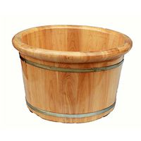 FOOTDQ Foot Bath Barrel Wooden Pedicure Basin Foot Massage Basin Foot Bath Spa Tub Household Sleep Improvement High 25CM for Family (Color : Wood Color, Size : 25cm)