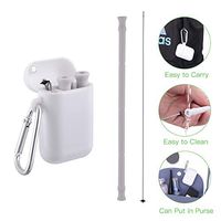 Reusable Silicone Collapsible Straws with Case, Demaxiya Portable Reusable Drinking Straws with Keychain and Cleaning Brush, Food-Grade BPA-Free Silicone Straws for Daily and Travel Use