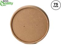 115mm Vented Lids for Kraft Paper Soup Containers [75 PACK] - Fits 26oz, 32oz EcoQuality Ice Cream Containers, Frozen Yogurt Cups, Restaurant, Microwavable, Take out, Food Storage, Recyclable