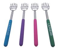(4-Pack) LEMENG Portable Extendable Telescopic Bear Claws Metal Back Scratchers Gift for Mom/Dad/Men/Women - Hand Massager Backslap with Rubber Handles