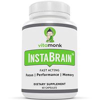 InstaBrain™ Fast-Acting Nootropic Brain Booster - On Demand Supplement for Quick Focus, Improved Clean Energy, and Gentle Mood Lifting and Motivation Boosting Effects - 60 Capsules - Made by Vitamonk