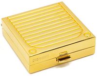 Vintage Gold Pattern Square Pocket Purse Portable Travel Pill Box & Medicine Organizer (1 Large Compartment)