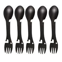 5 in1 Stainless Steel Functional Spork,5Pcs Multi Flatware Camping Utensil Knife Spoon Fork Bottle Can Opener