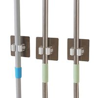 PROKTH Mop Clamp Restroom Wall Hanging Mop Storage Holder Besom Holder Mop Folder with Hooks Support Weight up to 10-15 kg Cleaning Hooks (Double Hook)