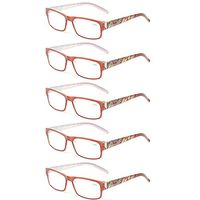 Kerecsen 5 Pack Fashion Unisex Reading Glasses Spring Hinge Pattern Design Readers (5 Pack Brown, 0.5)