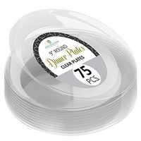 Clear Disposable Plastic Plates Pack Of (75) Elegant Dinner Plates Wedding - Platter Plates - Party Plates - Fancy Disposable - Catering - Heavy Duty & Non-Toxic 9" Clear Plates by ELITE SELECTION
