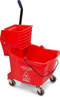 Carlisle 3690405 Commercial Mop Bucket with Side Press Wringer, 35 Quart Capacity, Red (Renewed)