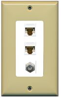 RiteAV Decorative 1 Gang Wall Plate (Ivory/White) 3 Port - 2 x Cat6, 1 x Coax