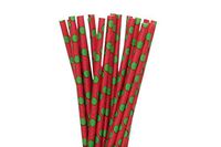 Christmas Paper Straws (red with green polka dot, 50)