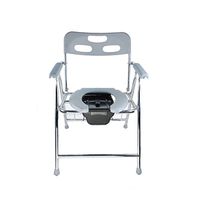 Folding Commode Chair with Padded Toilet Seat Bathroom Anti-Slip Adjustable Height Bathroom Shower Stool Elderly Person/Pregnant Woman/Handicapped Person Potty Chair