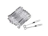VNDEFUL 1Pack(100pcs) Disposable Plastic Fruit Forks Cocktail Sticks Party Supplies Plates Picks Cake Forks Dessert Forks