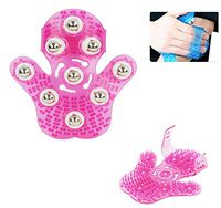 SOHAPY Palm Shaped Body Massager with 360-degree-roller Metal Roller Ball Soft Boosts Circulation Body Physical Therapy Massager (Pink)
