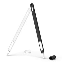 Simpeak Silicone Case Compatible with Apple Pencil 2, 2 Pack, Black+Clear