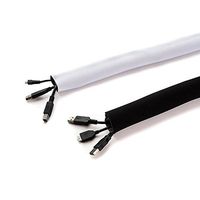 Cable Management Sleeve - Black/White Cord Protector by Office-Ace - Organize Your Office Wires