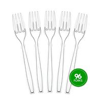 Plasticpro Disposable Clear Plastic Forks Heavyweight King Size Deluxe Pack of 96
