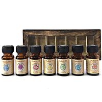 Chakra & Luck Therapeutic-Grade Aromatherapy Chakra Fragrance Oil - Set of 7 Chakras from Crown to Root - (7 x 10ml) Variety Gift Pack with Wood Box