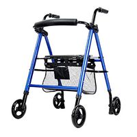 XHRHao Foldable Walker with Shopping Bag 5 Adjustable Height Levels Balance Car Made of Aluminum Alloy Rollator Lightweight Portable Walk Assist for Elderly Blue (Color : Blue)