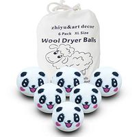 Organic Wool Dryer Balls 6 Pack,XL Reusable Natural Fabric Softener Eco Eggs Laundry Dryer Balls Home Washing Ball (Panda Smile)