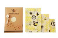 Beeswax Food Wrap Set of 3 Pack Reusable Eco-Friendly Sandwich & Food Wrap Alternative to Plastic Wraps Sustainable Organic Wrap -1 Small 1 Medium 1 Large in Bees and Honeycomb Print with String