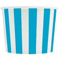 Blue Paper Ice Cream Cups - 12 oz Striped Dessert Bowls - Perfect For Your Yummy Foods! Many Colors & Sizes - Frozen Dessert Supplies - 50 Count