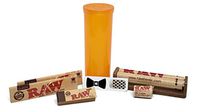RAW King Size Slim Rolling Papers (2 Packs) with RAW 110mm Roller, RAW Tips, RAW Hemp Wick, Pop Top Storage Container and Hippie Butler Grinder Card