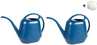 Bloem Aqua Rite Watering Can, (56 oz, 2 Pack, Deep Sea + Free Bundle)