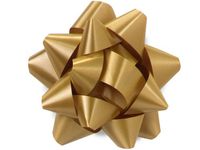Pack Of 48, Medium Solid Holiday Gold Star Poly Gift Bows 3-1/2" x 13 Loops Made In Usa