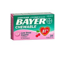Aspirin Regimen Bayer 81mg Chewable Tablets, #1 Doctor Recommended Aspirin Brand, Pain Reliever, Cherry Flavor, 36 Count