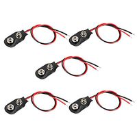 uxcell 5pcs DC 9V Battery Clip I-Type Buckle Connector Faux Leather Housing Lead Wire 14.5cm Length