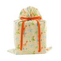 Baby Dinosaurs Reusable Fabric Gift Bag for Baby Shower or Child’s Birthday (Pale Peach, Large 20 Inches Wide by 27 Inches High)