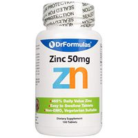 DrFormulas Zinc Supplement 50mg for Acne and Chelated Zinc Oxide Citrate, 100 Day Supply (Tablets Not Lozenges, Gluconate, or Picolinate)