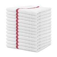 Arkwright Qwick Wick Terry Bar Mop Towel Pack of 12 White Kitchen Towels, Restaurant Cleaning Towels, Rags for Home, Kitchen, Bars (16 x 19 inch) (Red Stripe)
