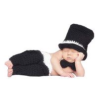 Newborn Photography Props Baby Boy Knitted Outfits Crochet Photo Hat Pants Set (Magician)
