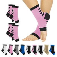 TruCompress Foot Compression Sleeve (2 Pairs) 20-30mmHg - Men, Women Arthritis Plantar Fasciitis Socks for High Arch, Heel Spur Support - Toe Wrap, Runner Leg Circulation Pain Relief, Ankle Splint