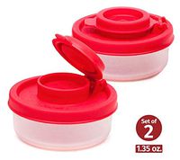 Salt and Pepper Shakers Moisture Proof Set of 2 Small Mini Salt Shaker to go Camping Picnic Outdoors Kitchen Lunch Boxes Travel Spice Set Clear with Red Covers Plastic Airtight Spice Jar Dispenser