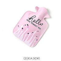 SUHAPPY Water Injection Explosion-Proof Warm Heater Bag Cartoon Printed Mini Hot Water Bottles for Hand Feet Belly Warmer Relieving Dysmenorrhea Flamingo Pink Medium